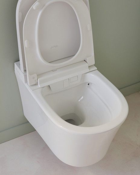 Комплект унитаза биде с инсталляцией Jacob Delafon Seine E34360-00 с сиденьем Микролифт и Белой глянцевой клавишей смыва