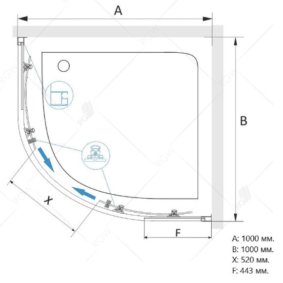 Душевой уголок RGW Classic CL-54-B 100х100 32095400-14 профиль Черный стекло прозрачное