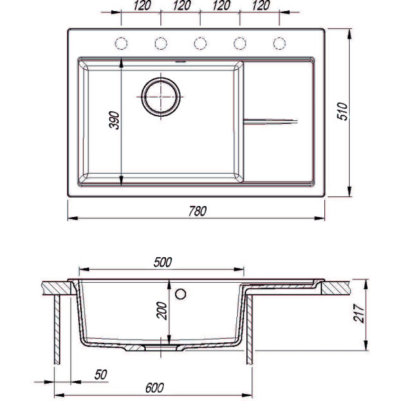 Кухонная мойка Florentina Россана-780 20.500.C0780.305 Грей Кухонная мойка Florentina Россана-780 20.500.C0780.305 Грей