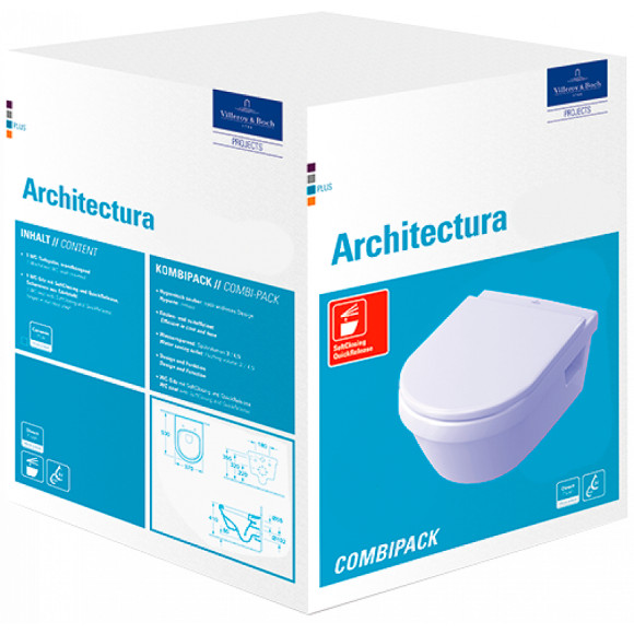 Унитаз Villeroy&Boch Architectura 5684H101 подвесной с сиденьем Микролифт Унитаз Villeroy&Boch Architectura 5684H101 подвесной с сиденьем Микролифт