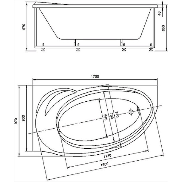 Акриловая ванна Azario Paolina 170х97 L AV.0072170 без гидромассажа