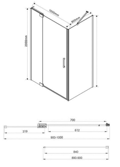 Душевой уголок Vincea Extra 100х90 VSR-1E901090CLB профиль Черный стекло прозрачное