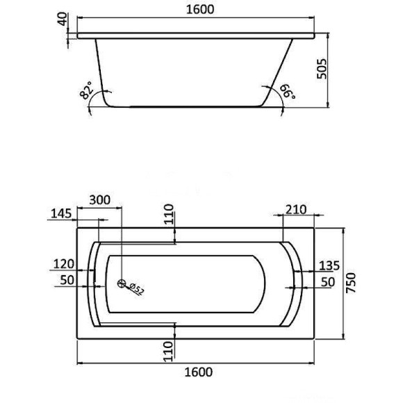 Акриловая ванна Santek Монако XL 160х75 1WH111978 без гидромассажа Акриловая ванна Santek Монако XL 160х75 1WH111978 без гидромассажа