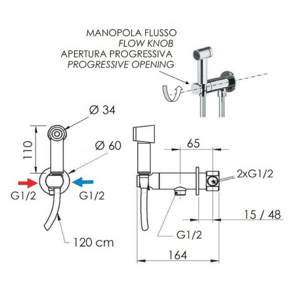 Гигиенический душ со смесителем Remer Minimal N64EUM Хром Гигиенический душ со смесителем Remer Minimal N64EUM Хром