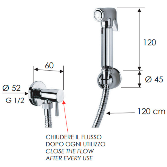 Гигиенический душ с запорным вентилем Remer 332REZ Хром Гигиенический душ с запорным вентилем Remer 332REZ Хром