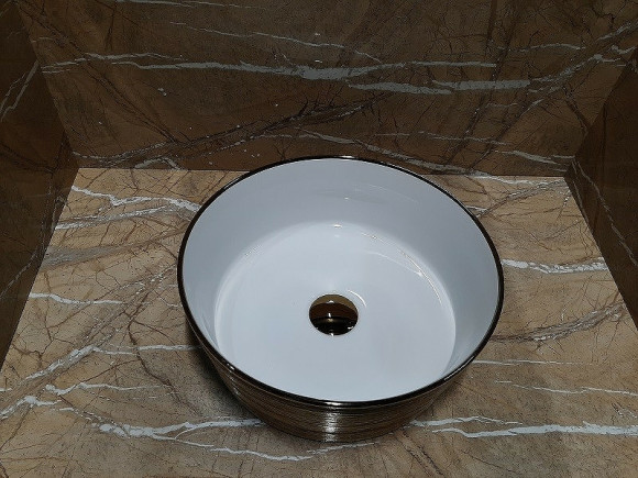 Раковина-чаша CeramaLux 37 C1055 Бело-золотая