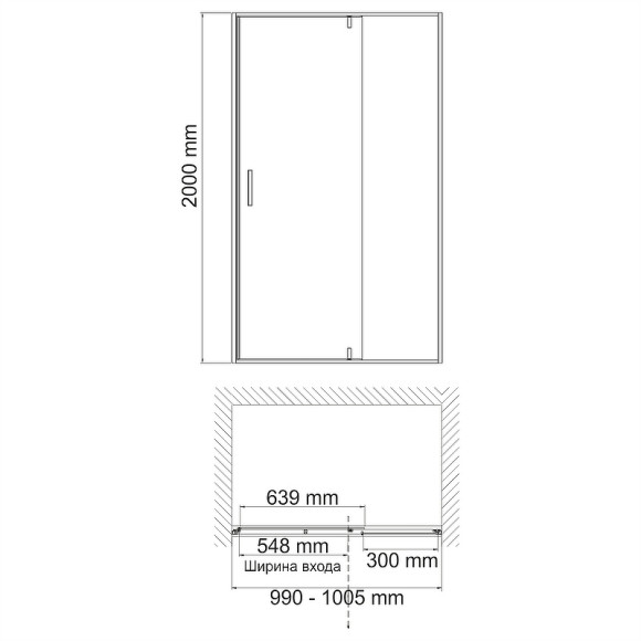 Душевая дверь WasserKRAFT Elbe 100 74P12 профиль Черный матовый стекло прозрачное Душевая дверь WasserKRAFT Elbe 100 74P12 профиль Черный матовый стекло прозрачное