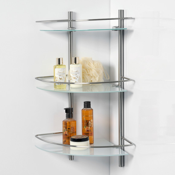 Стеклянная полка WasserKRAFT Ammer K-3733 угловая Хром матовый Стеклянная полка WasserKRAFT Ammer K-3733 угловая Хром матовый