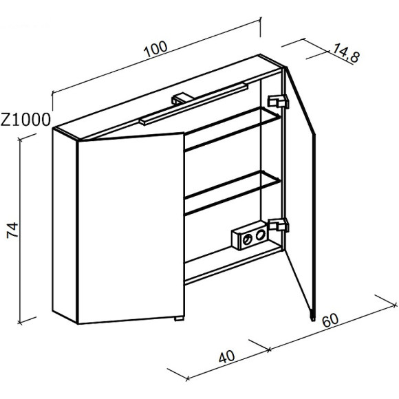 Зеркальный шкаф Sancos Hilton 100 Z1000 с подсветкой Серый Зеркальный шкаф Sancos Hilton 100 Z1000 с подсветкой Серый