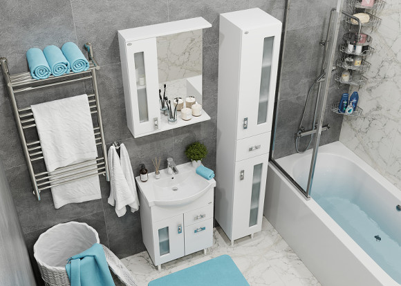 Зеркало со шкафом Onika Кристалл 58.01 205817 с подсветкой Белое