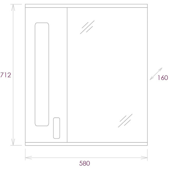 Зеркало со шкафом Onika Кристалл 58.01 205817 с подсветкой Белое