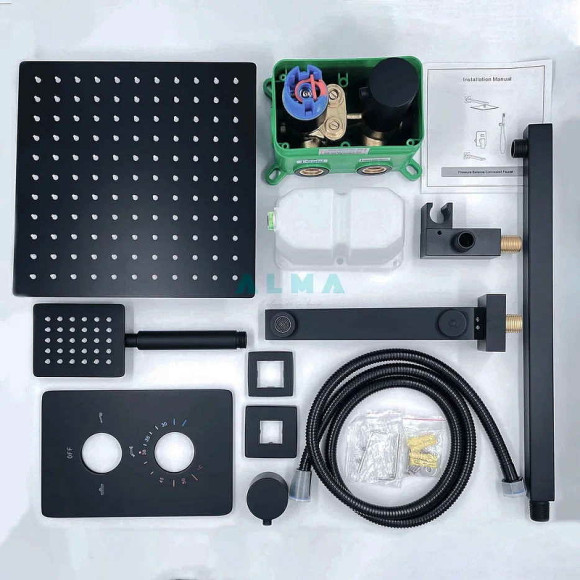 Душевая система ALMAes Weber TVZ-0808 Черная матовая Душевая система ALMAes Weber TVZ-0808 Черная матовая