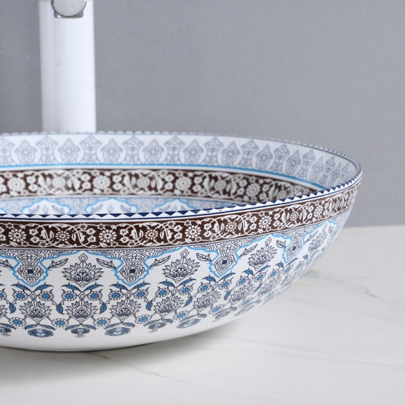 Раковина-чаша Bronze de Luxe Марракеш 40 1008 Белый глянец с декором Раковина-чаша Bronze de Luxe Марракеш 40 1008 Белый глянец с декором