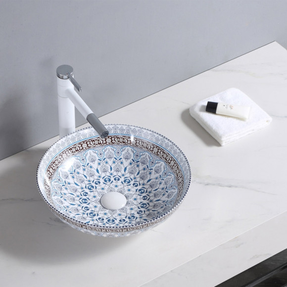 Раковина-чаша Bronze de Luxe Марракеш 40 1008 Белый глянец с декором Раковина-чаша Bronze de Luxe Марракеш 40 1008 Белый глянец с декором