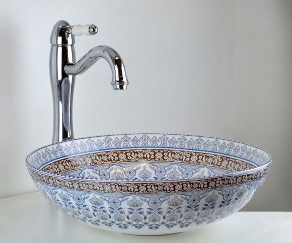 Раковина-чаша Bronze de Luxe Марракеш 40 1008 Белый глянец с декором Раковина-чаша Bronze de Luxe Марракеш 40 1008 Белый глянец с декором