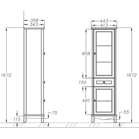 Шкаф пенал Opadiris Омега 45 L 00-00007360 Белый матовый Шкаф пенал Opadiris Омега 45 L 00-00007360 Белый матовый