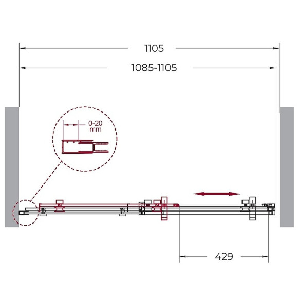 Душевая дверь BelBagno Marino 110 MARINO-BF-1-110-C-Cr профиль Хром стекло прозрачное