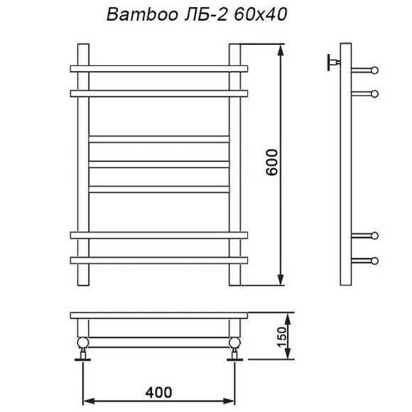 Водяной полотенцесушитель Ника Bamboo ЛБ 2 60/40 Хром Водяной полотенцесушитель Ника Bamboo ЛБ 2 60/40 Хром