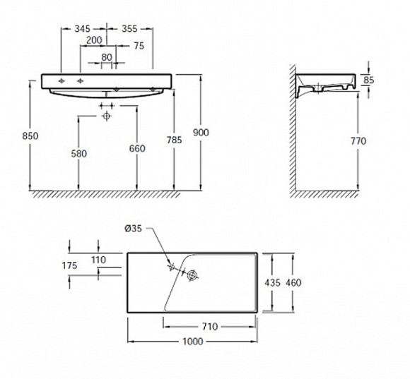 Раковина Jacob Delafon Rythmik 100 EXN112-Z-00 Белая