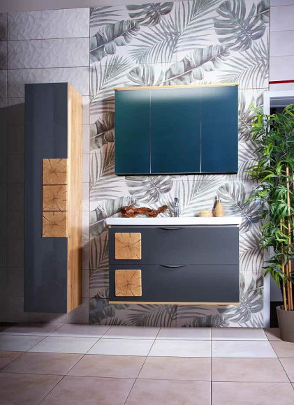 Тумба под раковину Бриклаер Форест 100 4627125414664 подвесная Дуб золотой Антрацит Тумба под раковину Бриклаер Форест 100 4627125414664 подвесная Дуб золотой Антрацит