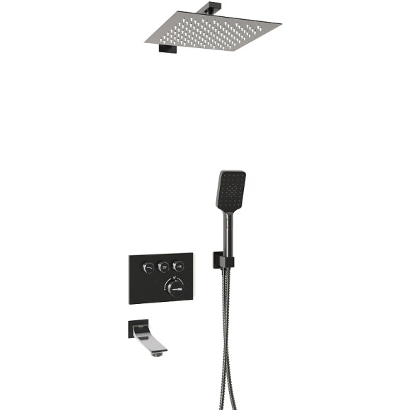 Душевая система WasserKRAFT Wiese A8458.182.200.186.195.202.176 Thermo с термостатом Оружейная сталь Душевая система WasserKRAFT Wiese A8458.182.200.186.195.202.176 Thermo с термостатом Оружейная сталь