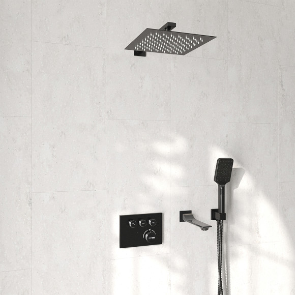 Душевая система WasserKRAFT Wiese A8458.182.200.186.195.202.176 Thermo с термостатом Оружейная сталь Душевая система WasserKRAFT Wiese A8458.182.200.186.195.202.176 Thermo с термостатом Оружейная сталь