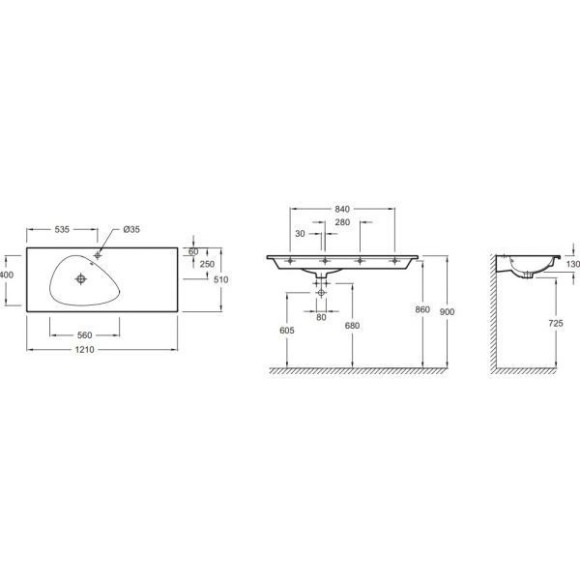 Раковина Jacob Delafon Nouvelle Vague 121 EXAP112-Z-00 Белая глянцевая