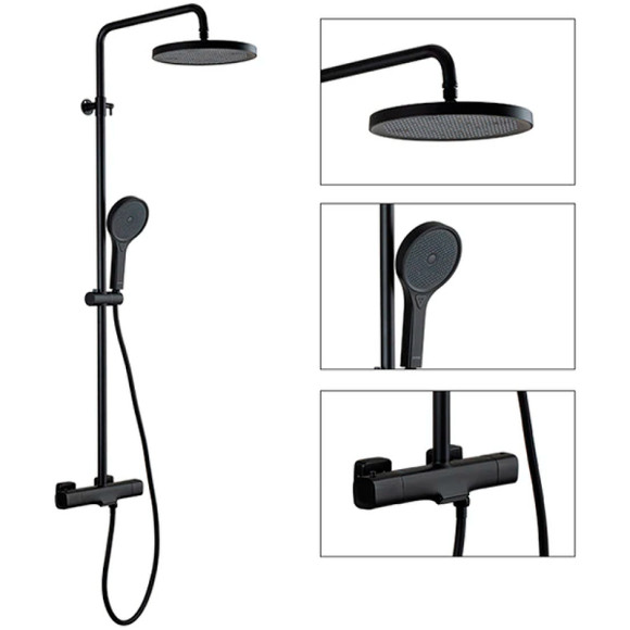 Душевая система Gappo G2495-76 с термостатом Черная матовая Душевая система Gappo G2495-76 с термостатом Черная матовая