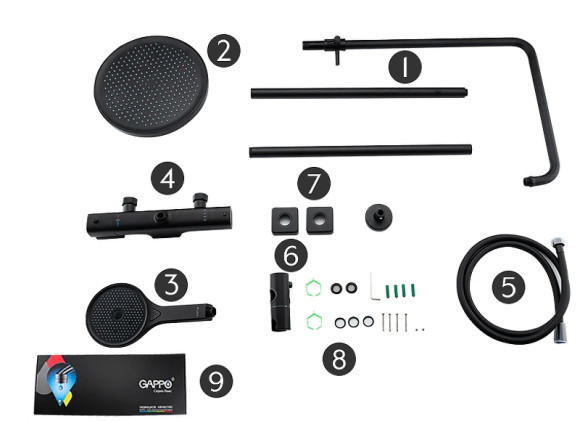 Душевая система Gappo G2495-76 с термостатом Черная матовая Душевая система Gappo G2495-76 с термостатом Черная матовая