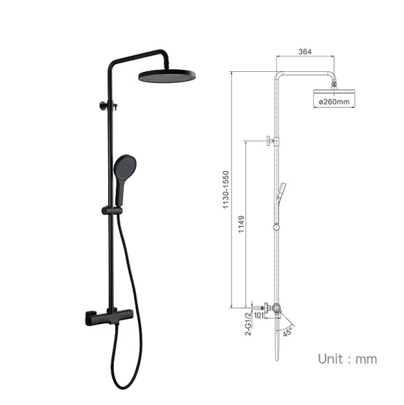 Душевая система Gappo G2495-76 с термостатом Черная матовая Душевая система Gappo G2495-76 с термостатом Черная матовая