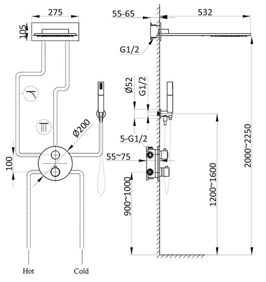 Душевая система Vincea VSFW-104TCH с термостатом Хром Душевая система Vincea VSFW-104TCH с термостатом Хром