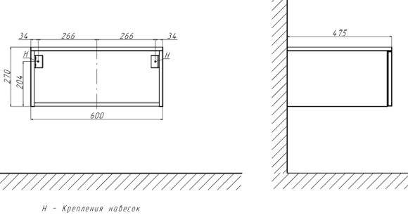 Тумба Velvex Unique Unit 60 tp.UNI.60.1Y подвесная Белая глянцевая