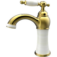 Смеситель для раковины Kaiser Retro 31411 Золото Белый