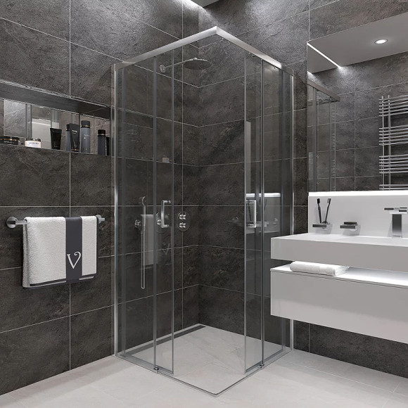 Душевой уголок Veconi Rovigo RV-47 80x80 RV47-80-01-C4 профиль Хром стекло прозрачное Душевой уголок Veconi Rovigo RV-47 80x80 RV47-80-01-C4 профиль Хром стекло прозрачное