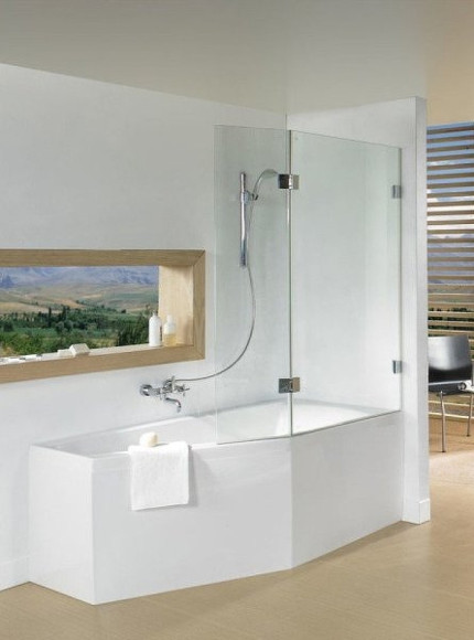 Шторка на ванну Riho VZ Scandic NXT X500 Space Saver 91 P G001172120 (GX00642C2) профиль Хром стекло прозрачное