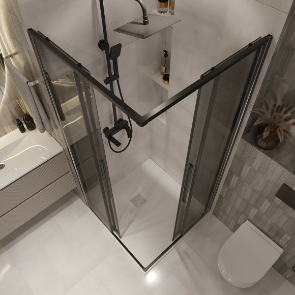 Душевой уголок Niagara Nova 100х100 NG-2824-34BLACK профиль Черный матовый стекло тонированное Душевой уголок Niagara Nova 100х100 NG-2824-34BLACK профиль Черный матовый стекло тонированное