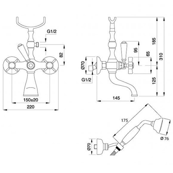 Смеситель для ванны Migliore Princeton 19375 Золото Смеситель для ванны Migliore Princeton 19375 Золото