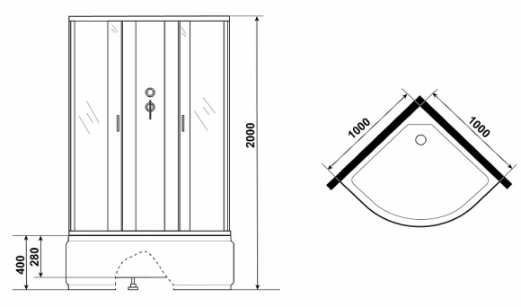 Душевая кабина Niagara Classic 100х100 NG-6709-14BKG с гидромассажем