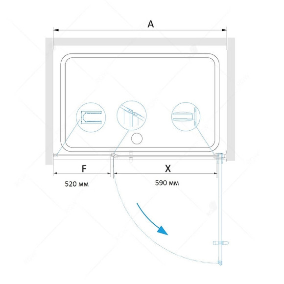 Душевая дверь RGW Hotel HO-012 120 350601212-11 профиль Хром стекло прозрачное