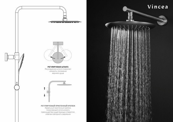 Душевая система Vincea Esse VSFS-1E1TCH с термостатом Хром Душевая система Vincea Esse VSFS-1E1TCH с термостатом Хром