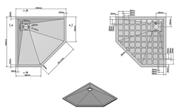 Душевой поддон из искусственного камня Vincea 100х100 VST-4SP1010G Серый