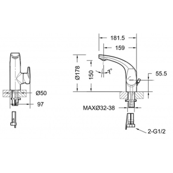 Смеситель для раковины Bravat Nizza F1353387CP-RUS Хром
