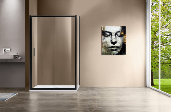 Душевой уголок Vincea Garda 150x80 VSR-1G8015CLB профиль Черный стекло прозрачное