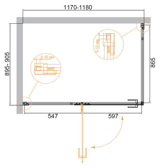 Душевой уголок Cezares Bellagio 120x90 BELLAGIO-AH-1-120/90-C-NERO профиль Черный матовый стекло прозрачное