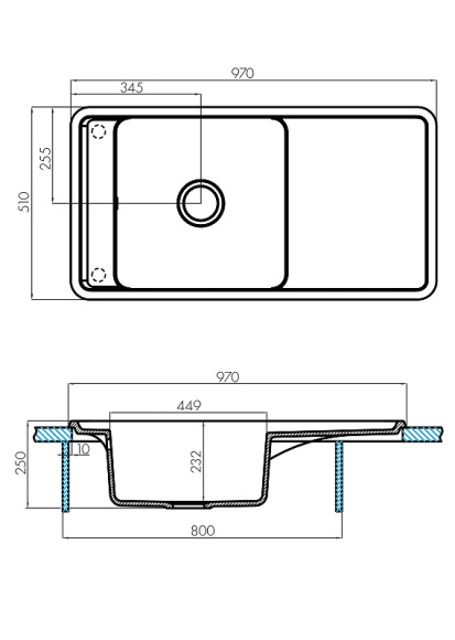 Кухонная мойка Aquaton Беллис 97 1A725132BS230 Серая