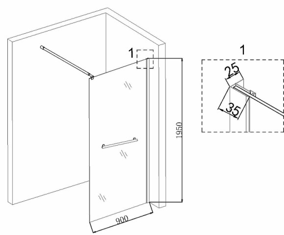 Душевая перегородка Niagara Nova 90 NG-681-90BLACK профиль Черный стекло прозрачное