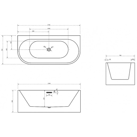Акриловая ванна Abber 170х78 AB9310 без гидромассажа