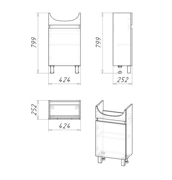 Тумба под раковину Grossman Поло 45 104501 Дуб сонома светлый Белая глянцевая