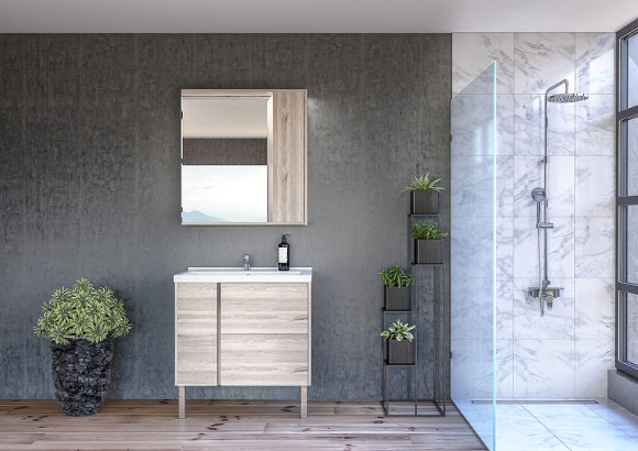 Зеркало со шкафом Aquaton Стоун 80 R 1A228302SX850 с подсветкой Сосна арлингтон