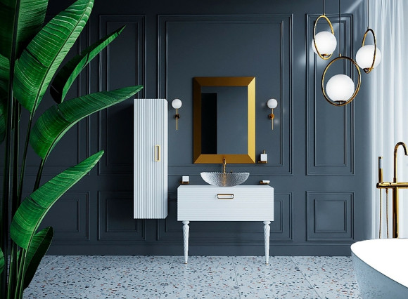 Тумба под раковину Boheme Armadi Art Vallessi Avangarde Linea 80 842-080-WG подвесная Белая Золото